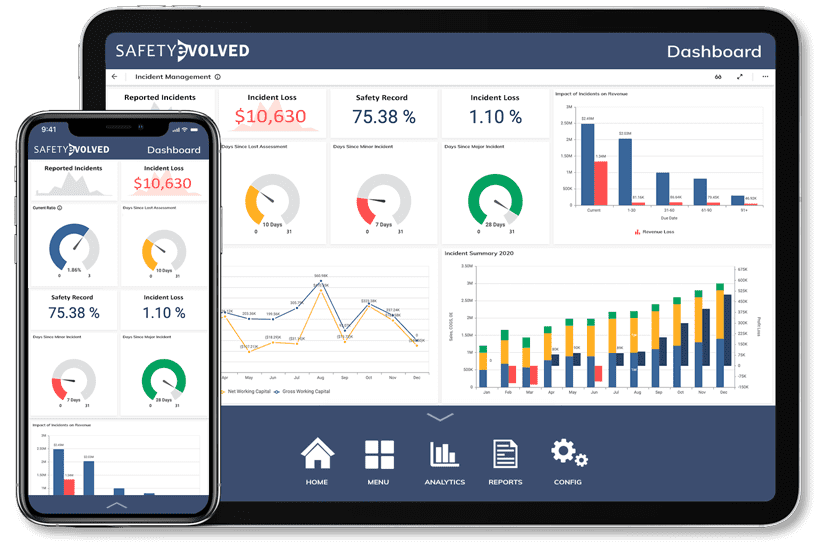 Safety Evolved Dashboard on Tablet and Mobile